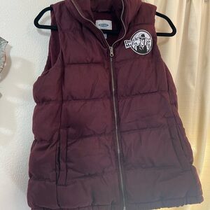 Maroon Puffer Vest with Logo